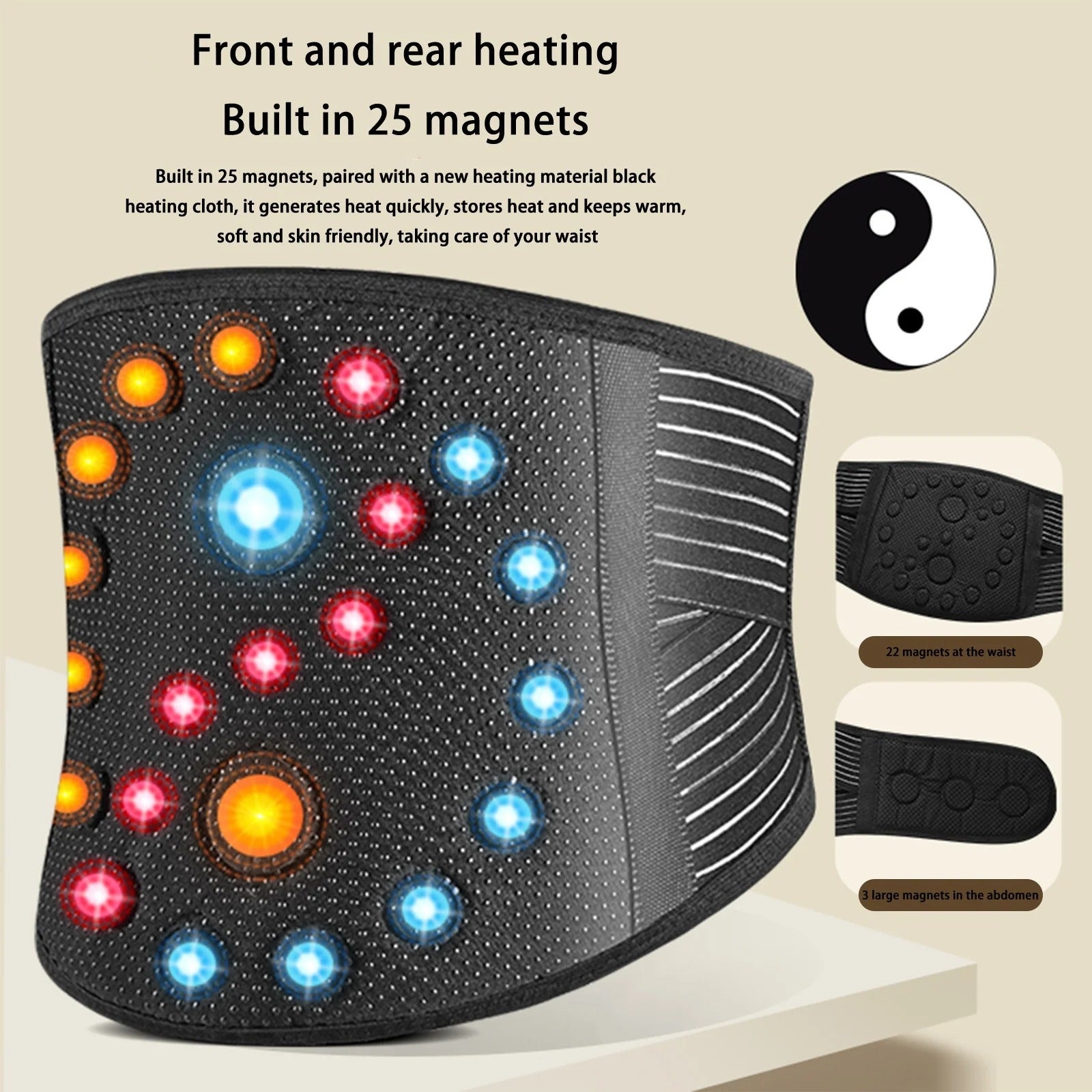 Magnetic Lumbar Support Brace Belt - Removable, Self-Heating, and Provides Relief for Back and Waist Support