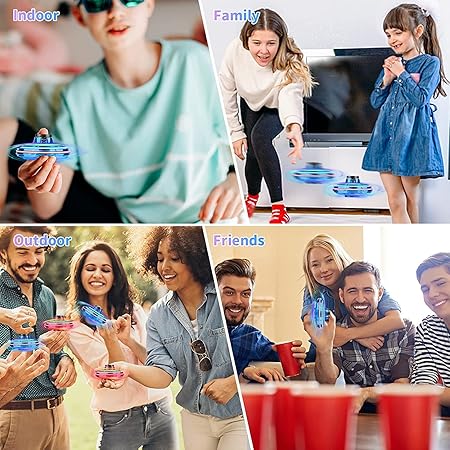 Flying Spinner Toys, Hand Controlled Mini Drone, RGB Light Fidget Boomerang i Fly Spinner, 360 Rotating Fly UFO Spin Ravvisa Drone, Flying Space Toys Gift For Kids Adults Outdoor Indoor (Blue)