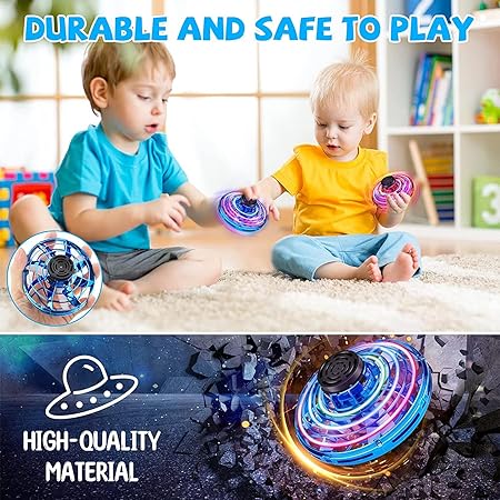 Flying Spinner Toys, Hand Controlled Mini Drone, RGB Light Fidget Boomerang i Fly Spinner, 360 Rotating Fly UFO Spin Ravvisa Drone, Flying Space Toys Gift For Kids Adults Outdoor Indoor (Blue)