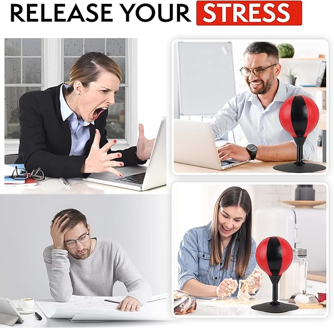 Desktop Punching Bag - Suctions to Your Desk, Heavy Duty Stress Relief Boxing Bag - Fun Gift for Party - Perfect for Kids and Adults - for Office Table and Counters