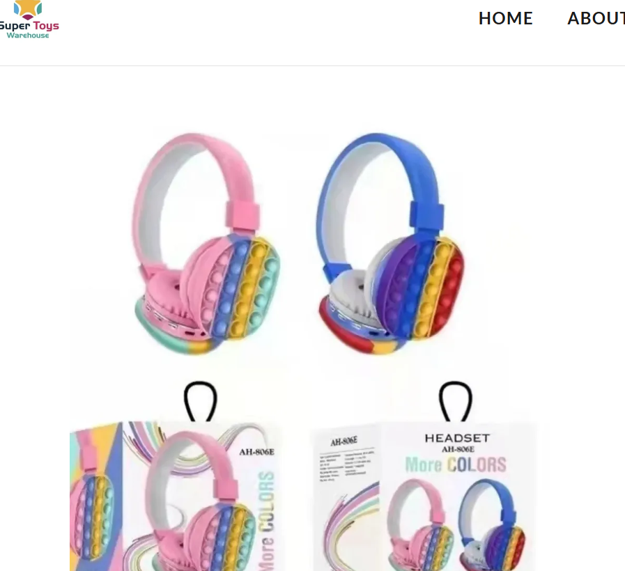 Wireless Bluetooth Headset Adjustable Stereo Headphone with Fidget Toy Sensory Toys for Kids Children (Pink/Blue)